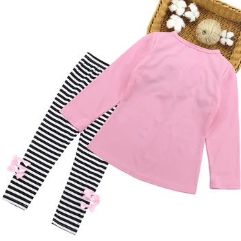 ZWF262 Mergaičių Drabužiai Vaikams Laisvalaikio Drabužių Nustatyti Rudenį ilgomis Rankovėmis Marškinėliai Dryžuotas Antblauzdžiai Kūdikių Kostiumai Vaikams 6-14 Metų