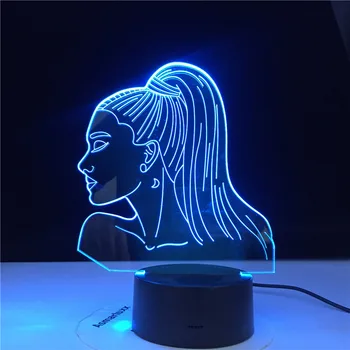 Įžymybė Dainininkas Ariana Grande Plakatas Katė Mergina Gerbėjų Dovana su 16 Spalvų Jutiklinis Nuotolinio Valdymo 3D Lempa Stalo naktinė lempa Dropship
