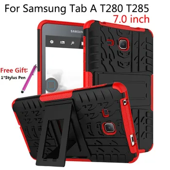 Šarvai Akinti Hibridas Šarvai Atramą Case For Samsung Galaxy Tab A6 7,0 colių 2016 T280 T285 Padengti Tablet TPU PC Atveju Funda +Rašiklis