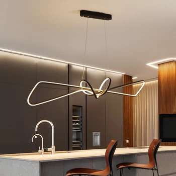 Šiaurės Auksas Juoda alluminum LED pakabukas šviesos postmodernaus minimalistinio lempos šviesos Lubų Pakaba Šviestuvas 85/110cm