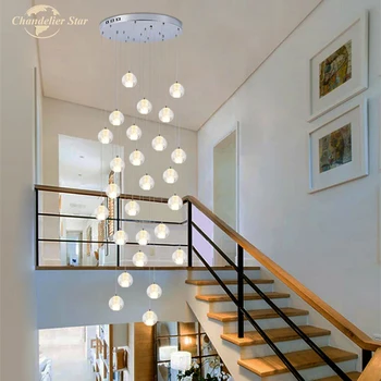 Šiaurės Krištolo Sietynai Apšvietimas, Modernios LED Kamuolys Nerūdijančio Plieno Spiralė Pakabukas Kabo Lempa Miegamojo Kambarį Laiptai