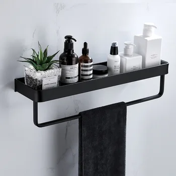 Šiaurės stiliaus vietos aliuminio juoda vonios kambarys stovo laisvas smūgis sienos kabo tualetas tuštybės rankšluostį saugojimo sienos