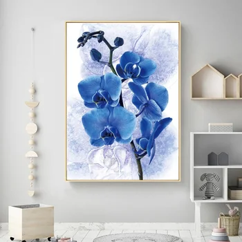 Šiaurės Violetinė Drobės Tapybos Mėlynos Gėlės Augalų Plakatai ir Spausdina Namų Puošybai Modulinė Siena Nuotraukas Kambarį Dekoro