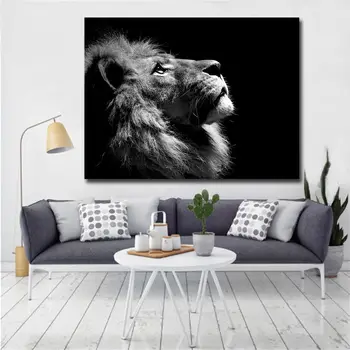 Šiuolaikinės Black Lion Drobės Plakatas Spaudinių Atspausdinta Drobė Gyvūnų Dažymo,Namų Dekoro Sienos Meno Tapybos,Dropshipping Drobė Spausdinama