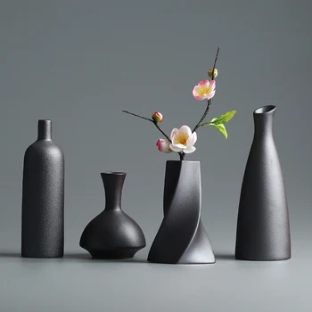 Šiuolaikinės Keramikos Vaza, Vestuvių Dekoravimas Creative Black Darbalaukio Vaza Talpykla Vazonas Namų Puošybai Amatų Dovana