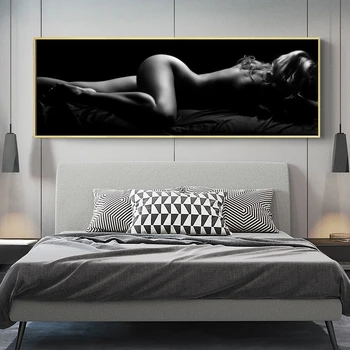 Šiuolaikinės Sexy Moterys Miega ant Lovos, Plakatai, Drobė ir Spausdina Sienos Meno Tapybos Nuogas Kūno Nuotraukas, Namų Miegamojo Puošimas
