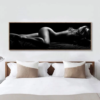 Šiuolaikinės Sexy Moterys Miega ant Lovos, Plakatai, Drobė ir Spausdina Sienos Meno Tapybos Nuogas Kūno Nuotraukas, Namų Miegamojo Puošimas