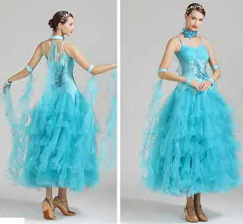šokių suknelė mergina šokių suknelė moteris konkurencijos valsas suknelė kalnų krištolas kristalų mėlyna žalia raudona S7038