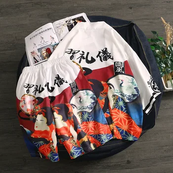 Šortai Paplūdimio Kostiumas Haori Azijos Drabužiai, Marškinėliai Kimono Megztinis Vyrams Japonijos Pižama Mens Yukata Vyrų 2020Summer Boho Kimonos