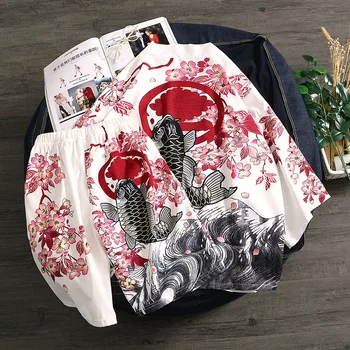 Šortai Paplūdimio Kostiumas Haori Azijos Drabužiai, Marškinėliai Kimono Megztinis Vyrams Japonijos Pižama Mens Yukata Vyrų 2020Summer Boho Kimonos