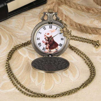 Žavesio Mados Kvarco Kišenėje Žiūrėti Triušis Modelis Unisex Laikrodžiai Laikrodis Romos Numeris Steampunk Karoliai Grandinės reloj de bolsillo