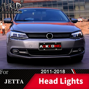 Žibintas Automobilio VW Jetta Mk6 2011-2018 R8 Dizaino Žibintai Priešrūkinis Žibintas Dienos Veikia Šviesos DRL H7 LED Bi Xenon Lemputės Automobilių Priedų
