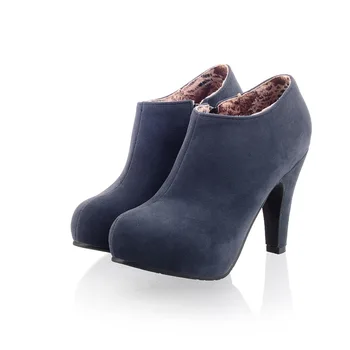 Žiemos batai Moterims, botines mujer invierno 2019 scarpe donna Smėlio Juoda Mėlyna 35-43 Plius dydžio Aukštakulniais 8-10cm Bateliai