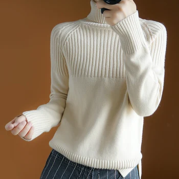 žiemos moterų golfo megztinis storas, plonas, ilgas rankoves atsitiktinis ponios megztinis megztas džemperis šiltas mados moterų megztiniai